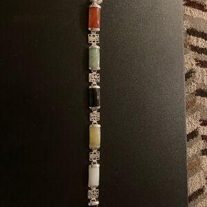 Multicolor jade and sterling silver Bracelet